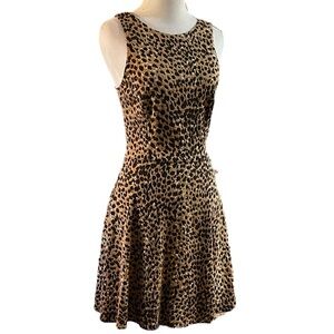 MARA HOFFMAN FIT AND FLARE LEOPARD PRINT MINI DRESS TAN BLACK SIZE SMALL